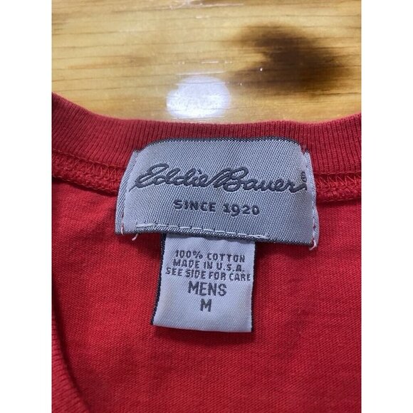 Eddie Bauer Long Sleeve Graphic‎ T-Shirt Mens Red Size Medium Preppy Casual - Picture 4 of 15